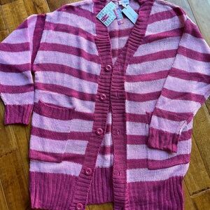NWT pink stripe Lularoe Lucille cardigan size M